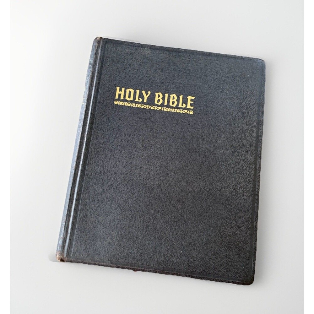 Vintage 1951 Hertel Blue Ribbon Holy Bible KJV New Standard Reference Indexed